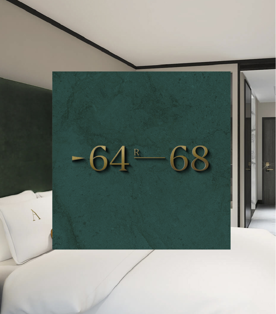 Academias visual of the metal room signage and numbering