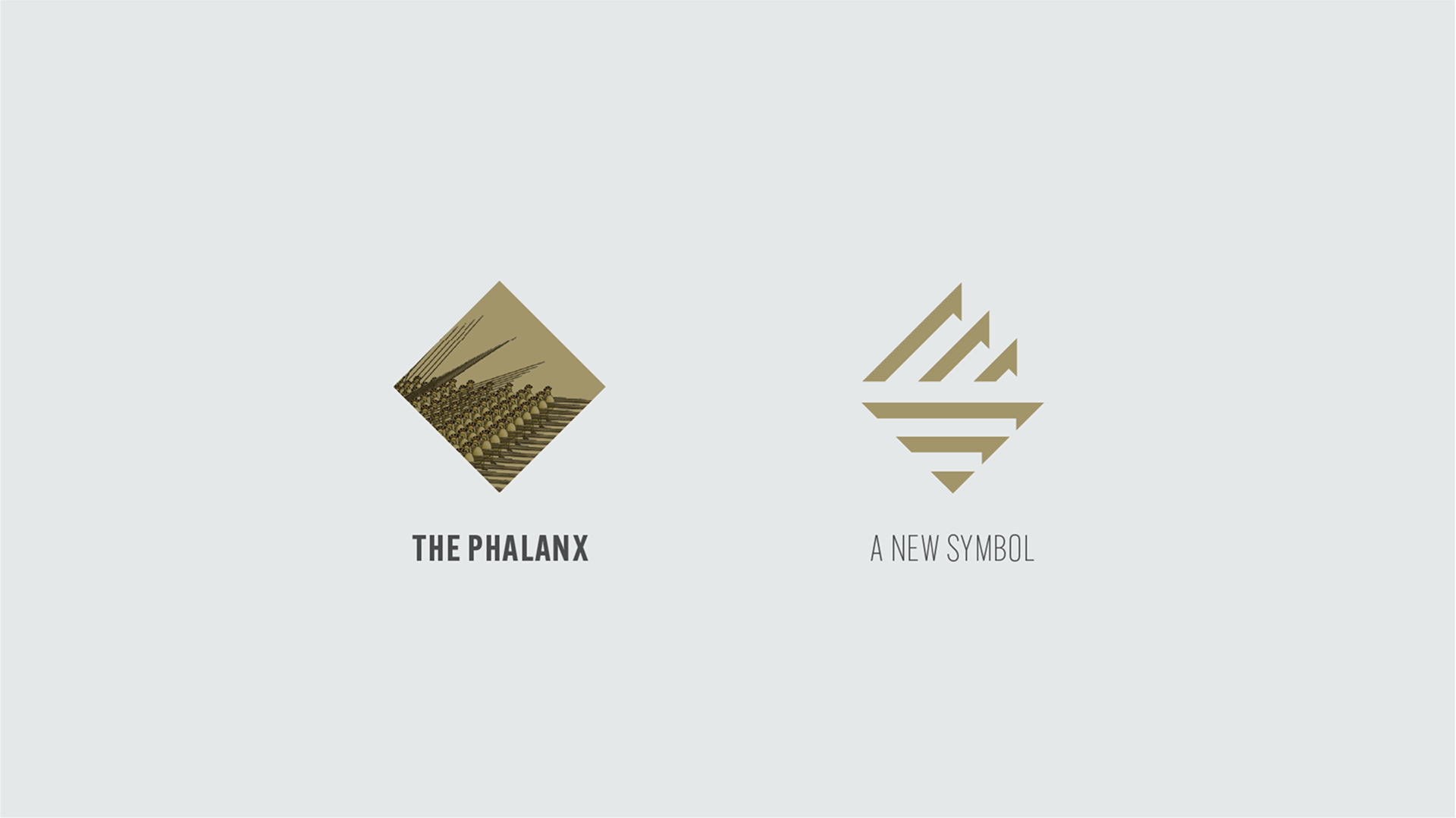 Visual breakdown of the Sygnia logo, showing how the historical Phalanx formation inspired the new geometric symbol.